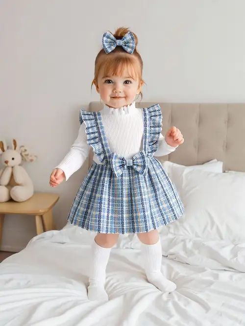 پیراهن چهارخانه دخترانه نوزادی شیک