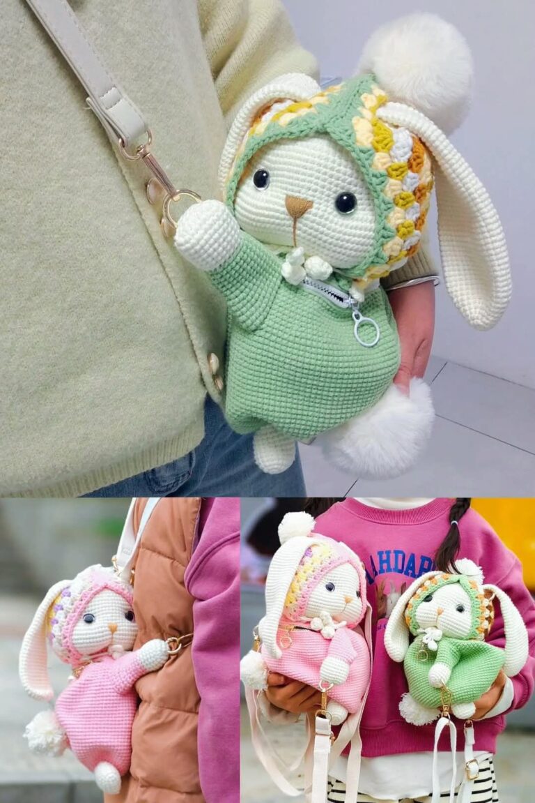 کیف عروسکی خرگوش قلاب بافی فانتزی