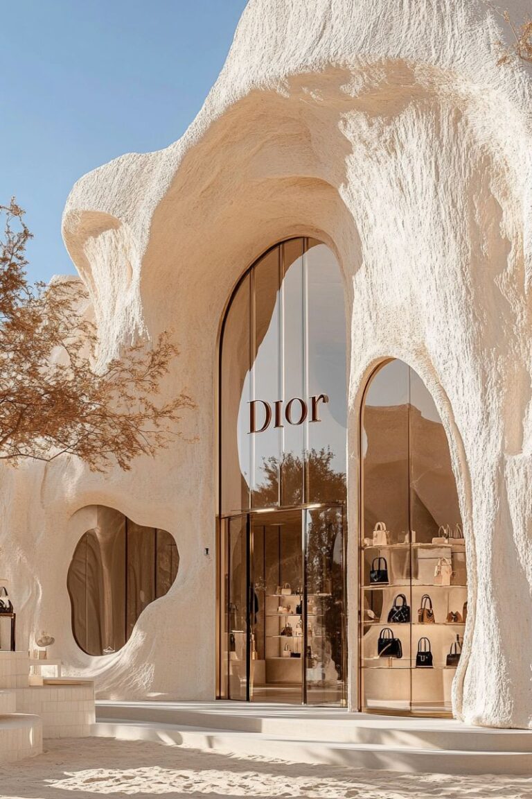 بوتیک لوکس دیور با نمای صخره‌ای و معماری ارگانیک