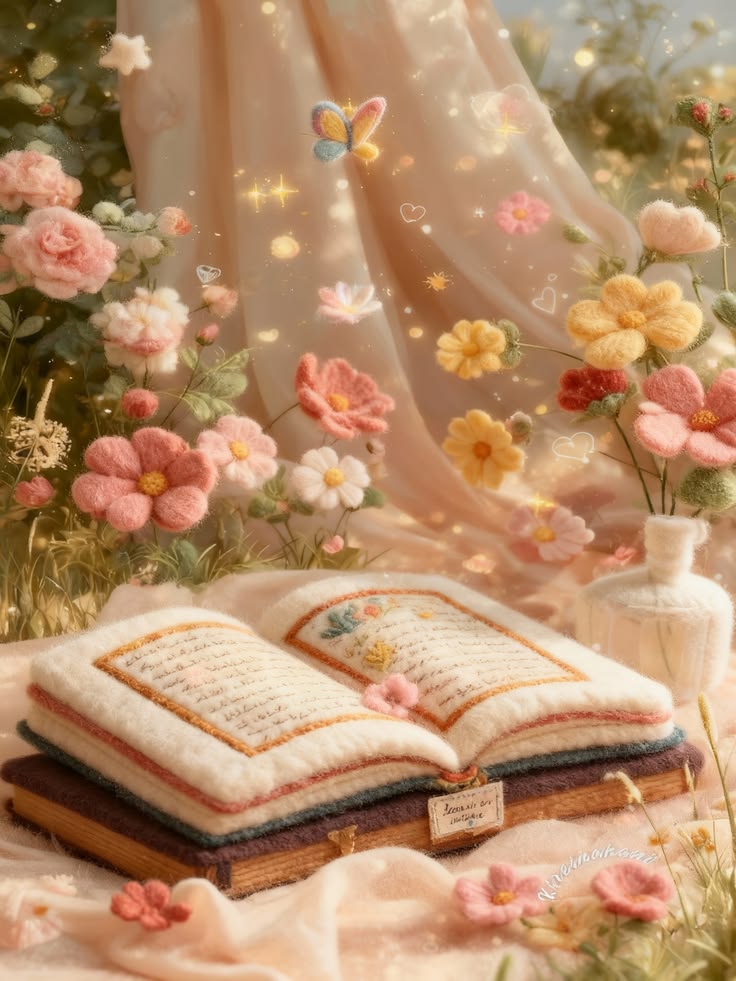 کتاب پارچه‌ای گلدار با فضای رویایی و لطیف بهاری