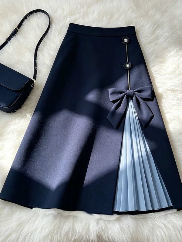 navy-pleated-bow-womens-skirt