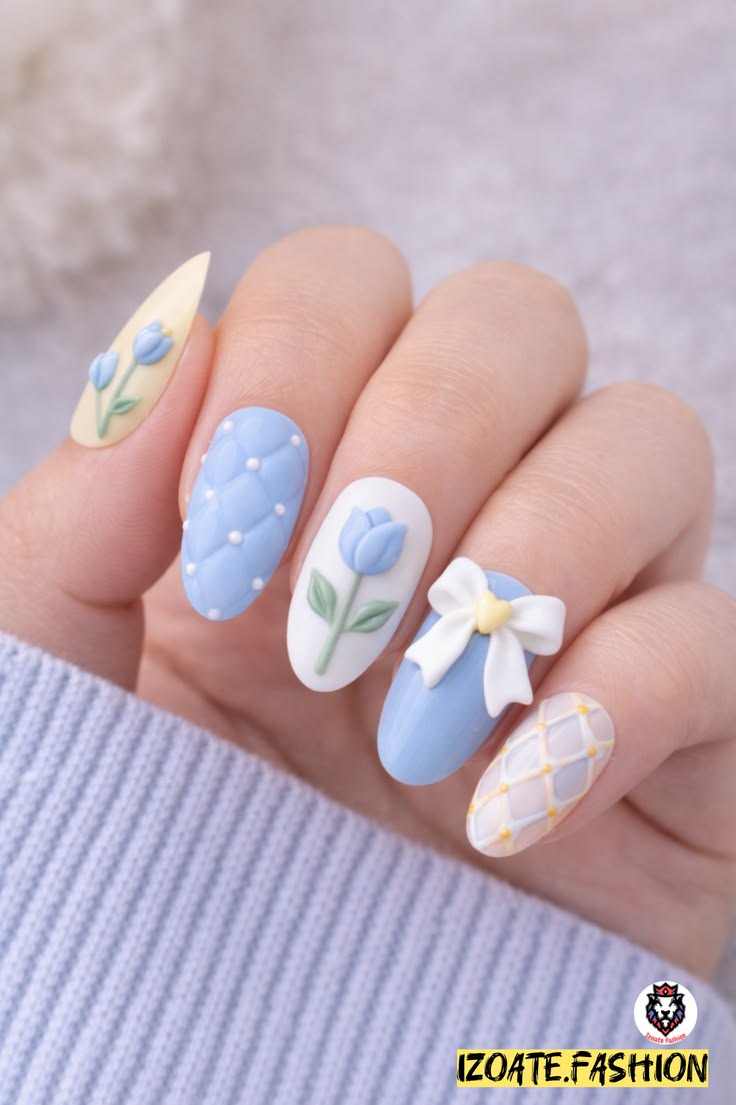 pastel-blue-3d-flower-bow-nail-design