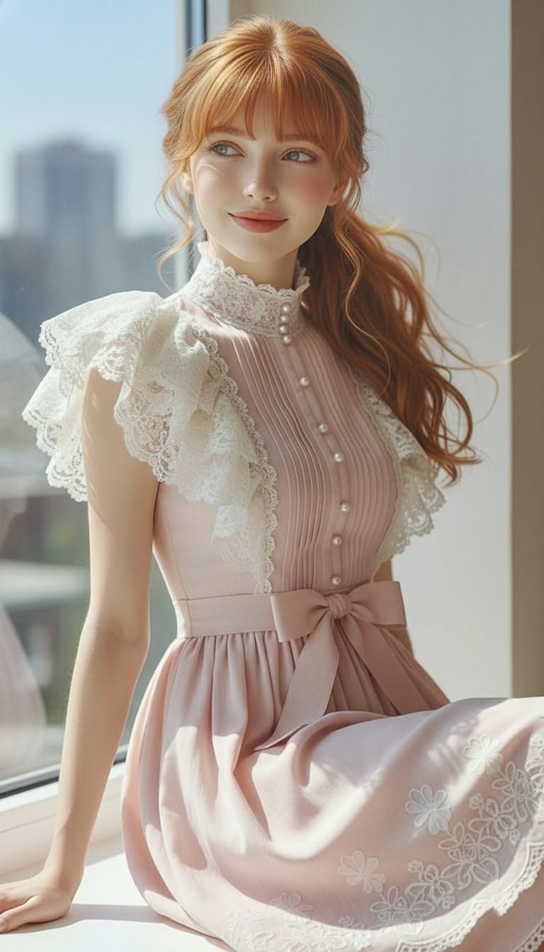 pink-lace-women-dress-soft-style