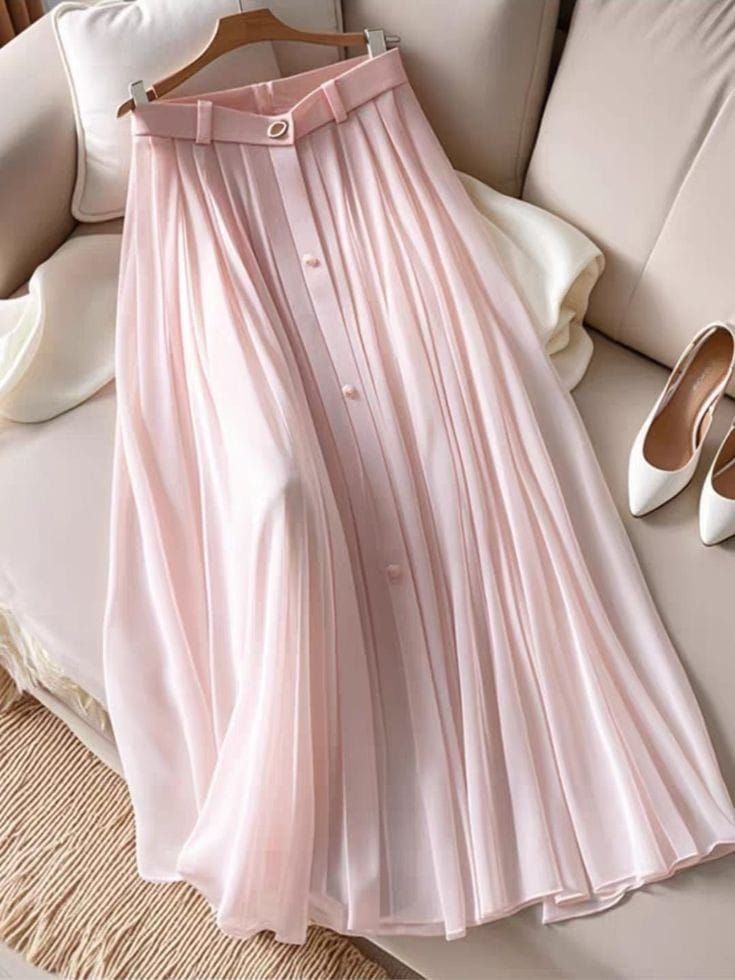 pink-pleated-women-skirt-elegant