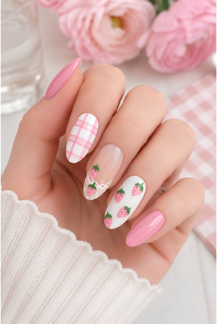 pink-strawberry-nail-design