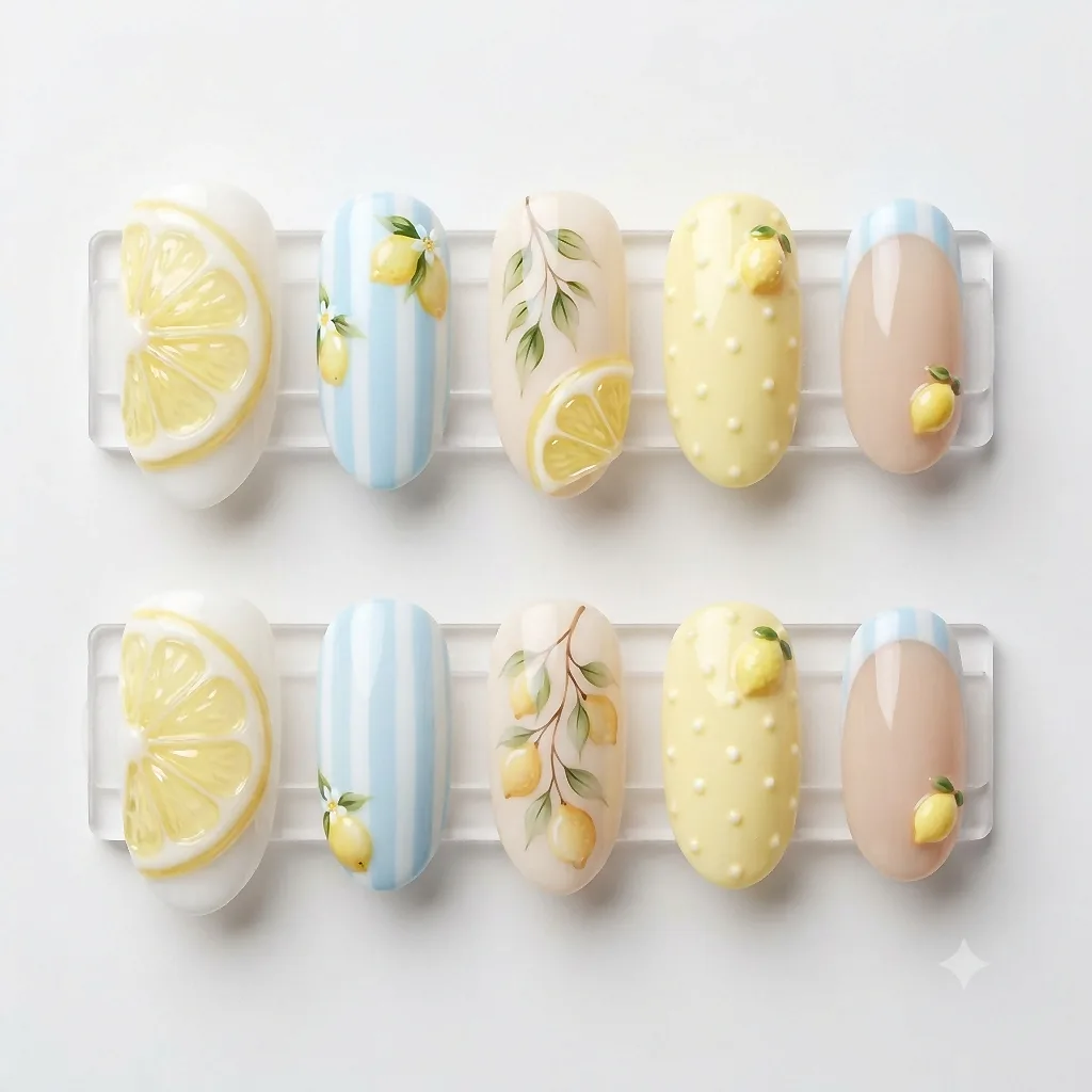 3d-lemon-summer-nail-art