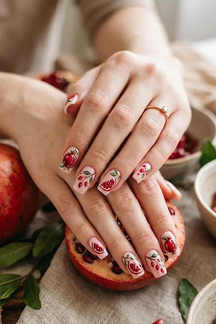 pomegranate-nail-art-red-fruit-manicure-design