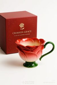 ماگ سرامیکی طرح گل رز قرمز Crimson Grace در جعبه هدیه