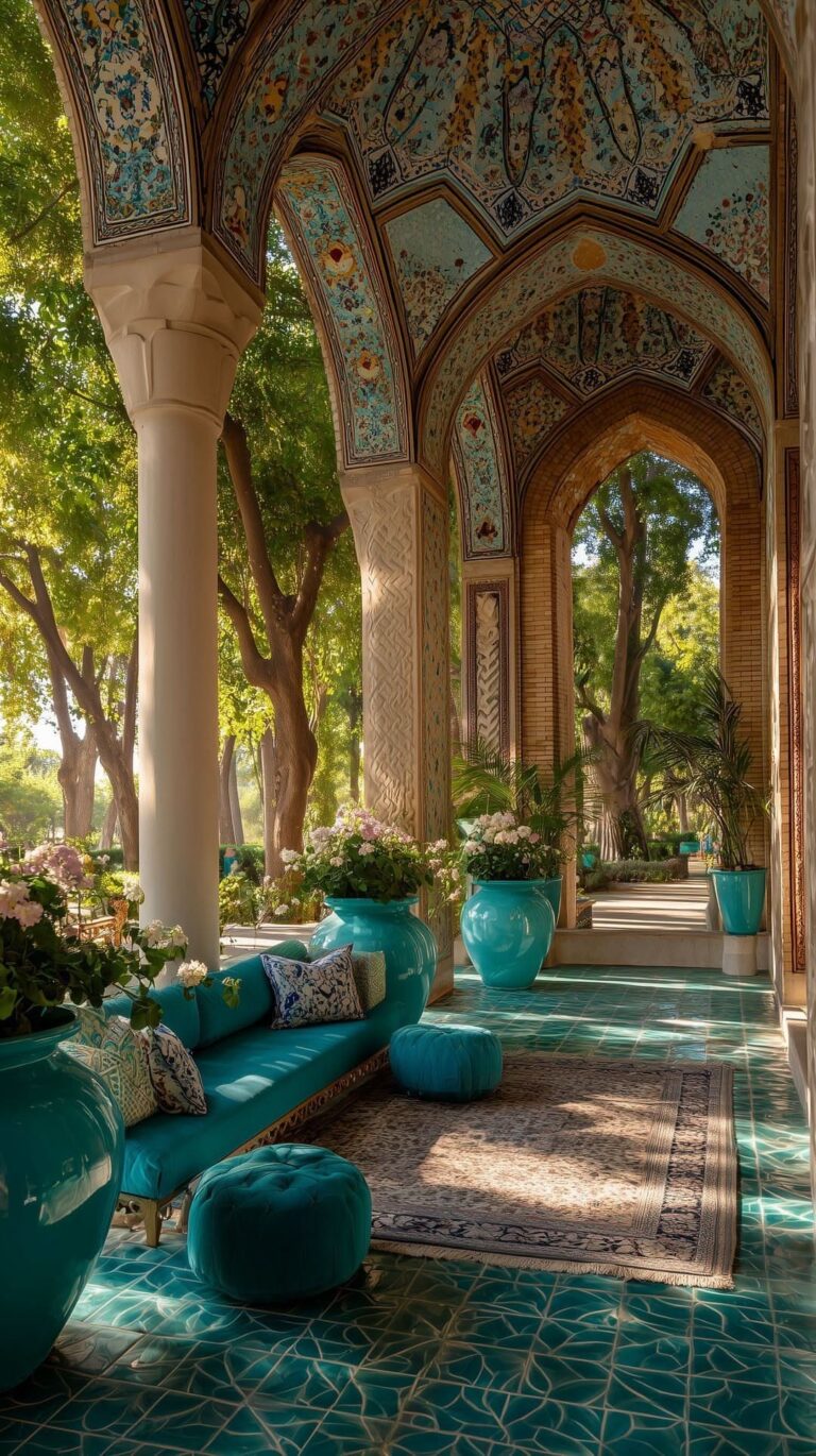 ایوان فیروزه‌ای با شکوه معماری ایرانی