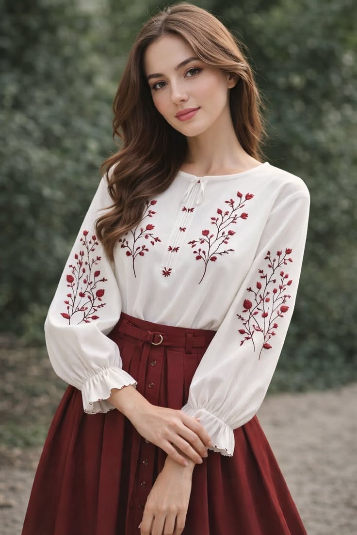 شومیز سفید گلدوزی‌شده زنانه با استایل شیک