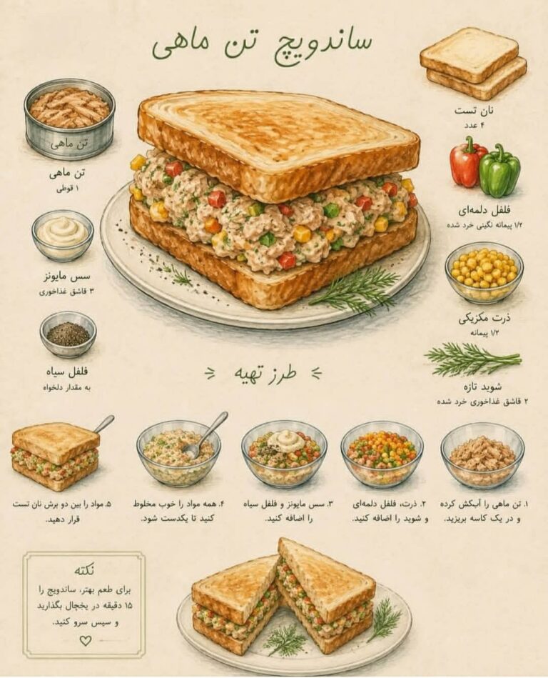 طرز تهیه ساندویچ تن ماهی با ذرت و شوید تازه