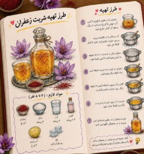 طرز تهیه شربت زعفران خانگی برای ۴ تا ۵ نفر