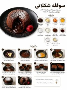طرز تهیه سوفله شکلاتی فرانسوی با مغز روان در ۳۰ دقیقه