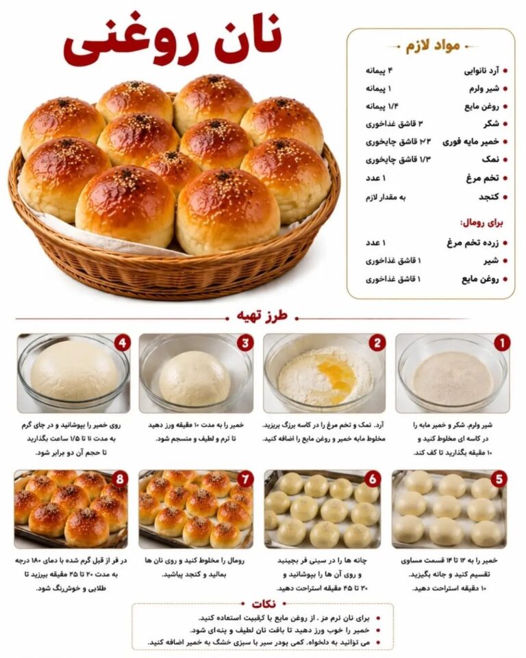 طرز تهیه نان روغنی خانگی نرم با کنجد و سیاه‌دانه