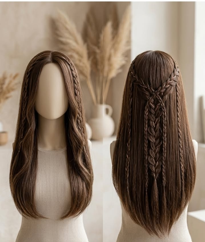 موی مواج قهوه‌ای شکلاتی بلند