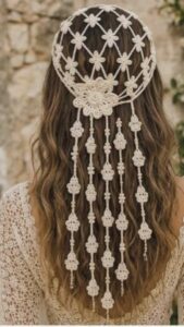 هدپیس بافتنی سفید — اکسسوری موی ظریف عروسانه